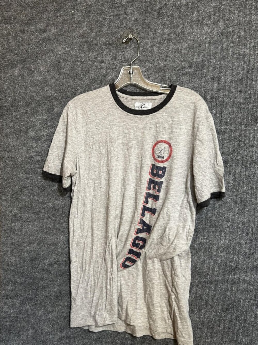 Bellagio Shirt Mens Large Gray Ringer Las Vegas Casino Graphic Tee Souvenir
